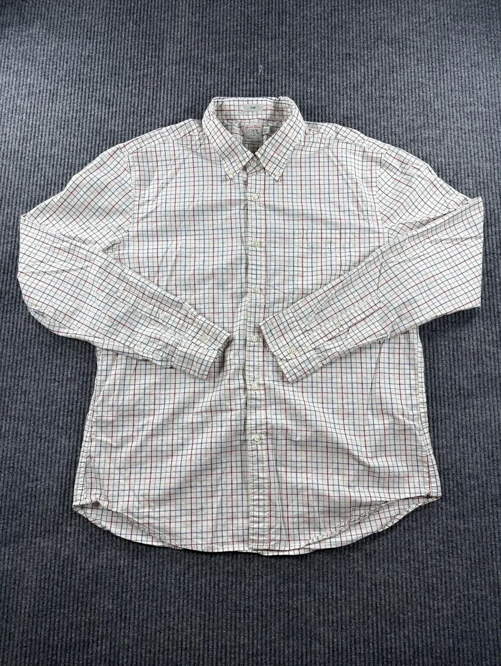 J.Crew Secret Wash Slim Long Sleeve Button Down Men XXL 100's 2-Ply Yarns Preppy